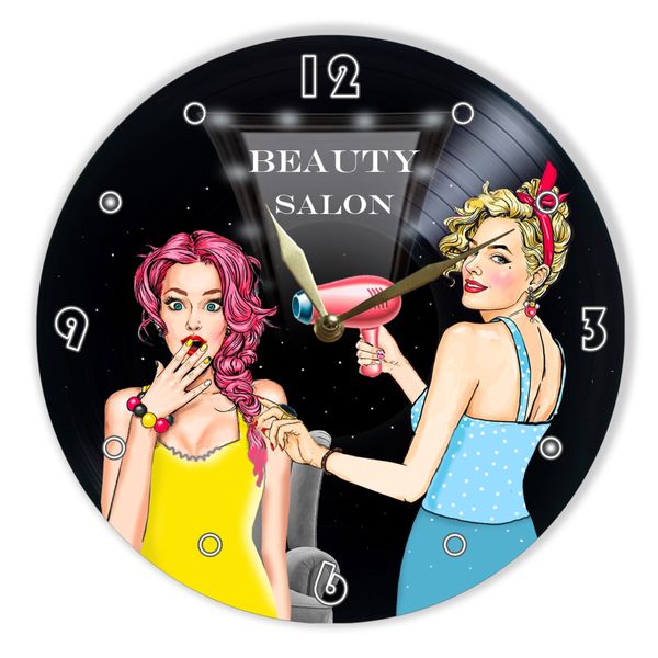 Wall Vinyl Record Clock Beauty Salon 12" UF-Clock-Beauty Salon-1 photo