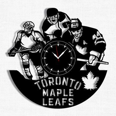 Настінний вініловий годинник Торонто Мейпл Ліфс, діаметр 30см Vinyl-Clock-Toronto Maple Leafs-1 фото