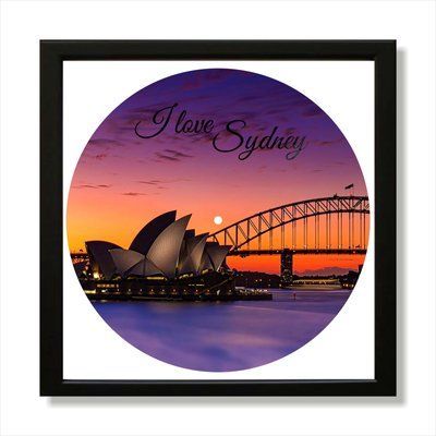 Vinyl Record Decor in a Wooden Frame Sydney 14" 10-4-1 photo