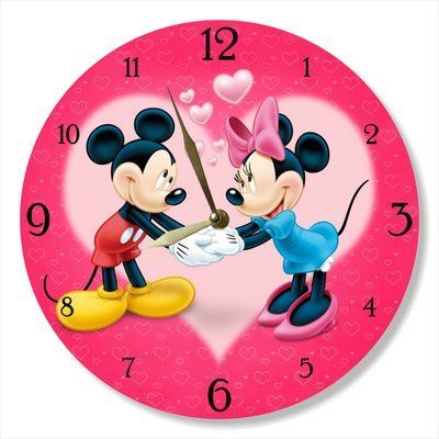 Настінний вініловий годинник Міккі і Мінні Маус, діаметр 30см UF-Clock-C-Mickey and Minnie Mouse-1 фото
