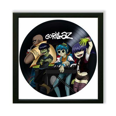 Настінний вініловий декор в дерев'яній рамці Gorillaz, розміром 36см 534-4-1 фото