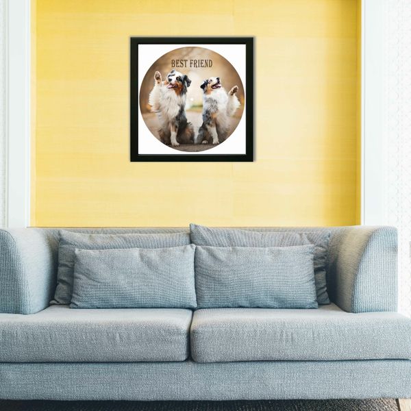 Vinyl Record Decor in a Wooden Frame Australian Shepherds 14" UF-Frame-Australian Shepherds-1 photo