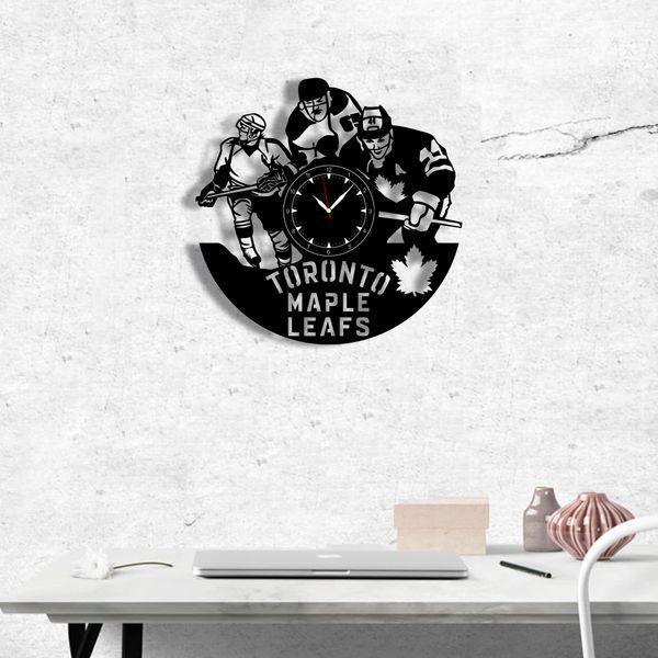 Настінний вініловий годинник Торонто Мейпл Ліфс, діаметр 30см Vinyl-Clock-Toronto Maple Leafs-1 фото