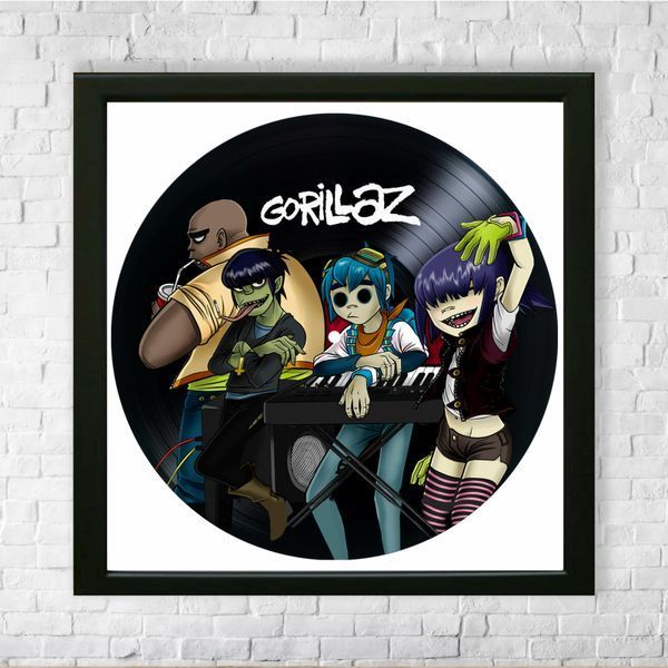 Настінний вініловий декор в дерев'яній рамці Gorillaz, розміром 36см 534-4-1 фото