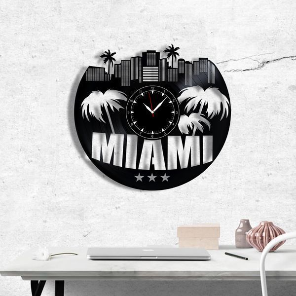 Wall Vinyl Record Clock Miami 12" 30-1-1 photo