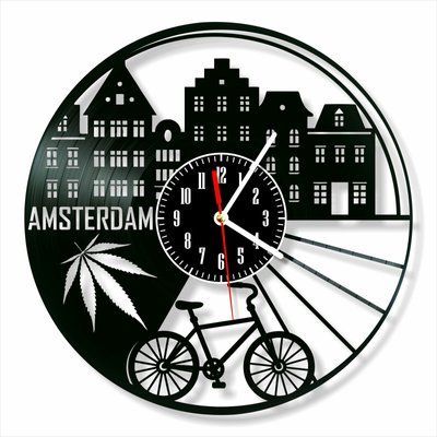 Wall Vinyl Record Clock Amsterdam 12" 18-1-1 photo