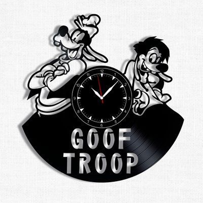 Настінний вініловий годинник Гуфі і його команда, діаметр 30см Vinyl-Clock-C-Goof Troop-1 фото