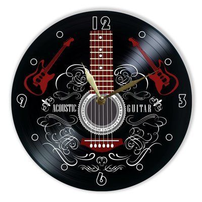 Wall Vinyl Record Clock Guitar 12" UF-Clock-Guitar-1 photo
