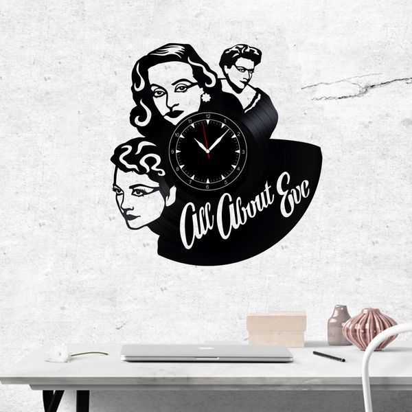 Настінний вініловий годинник Все про Єву, діаметр 30см Vinyl-Clock-M-All About Eve-1 фото