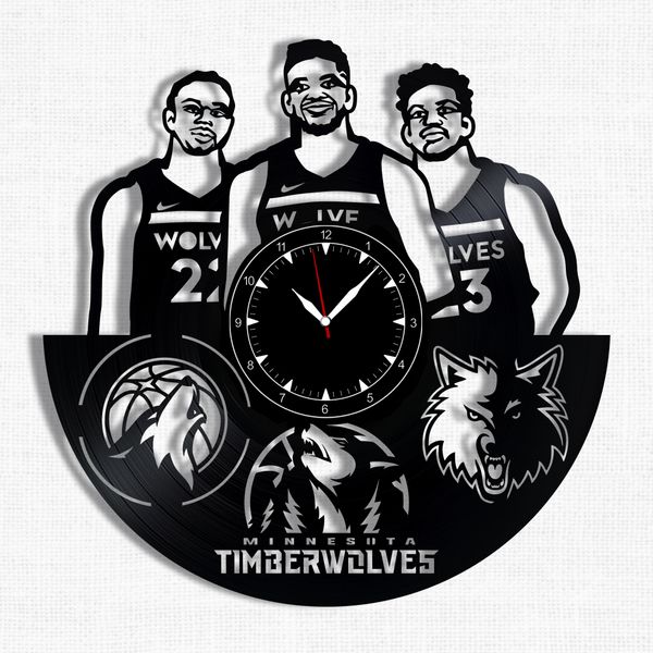 Wall Vinyl Record Clock Minnesota Timberwolves 12" Vinyl-Clock-Minnesota Timberwolves-1 photo