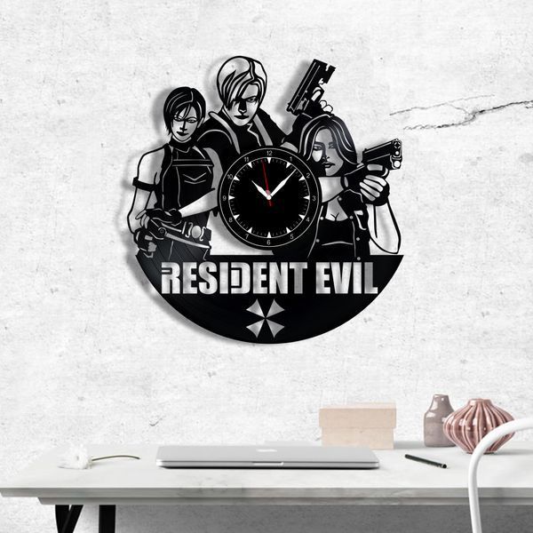 Настінний вініловий годинник селя зла, діаметр 30см Vinyl-Clock-Resident Evil-2 фото