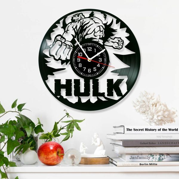 Настінний вініловий годинник Халк, діаметр 30см Vinyl-Clock-Hulk-4 фото