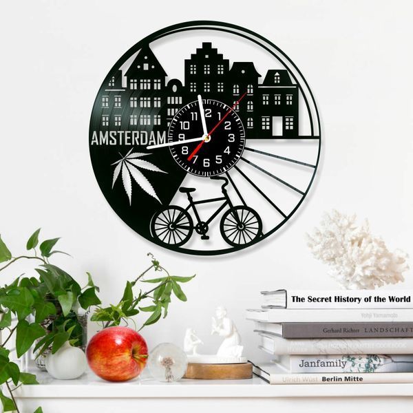 Wall Vinyl Record Clock Amsterdam 12" 18-1-1 photo