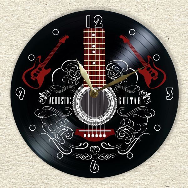 Wall Vinyl Record Clock Guitar 12" UF-Clock-Guitar-1 photo