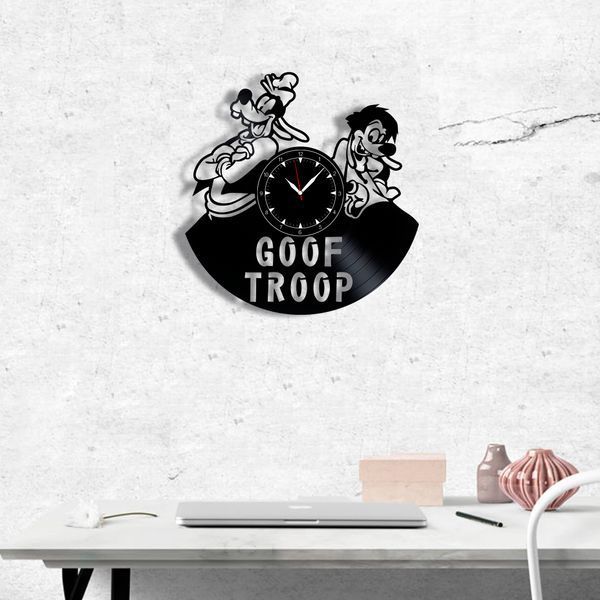 Настінний вініловий годинник Гуфі і його команда, діаметр 30см Vinyl-Clock-C-Goof Troop-1 фото