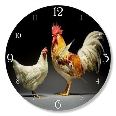 Wall Vinyl Record Clock Chickens 12" 74-2-1 photo