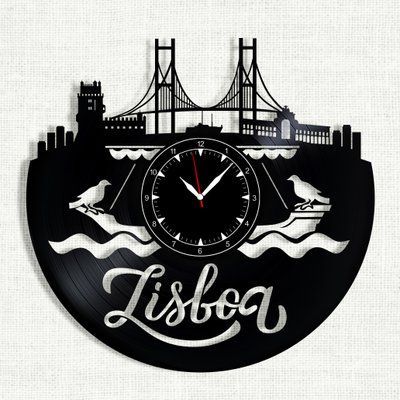 Wall Vinyl Record Clock Lisbon 12" 19-1-1 photo