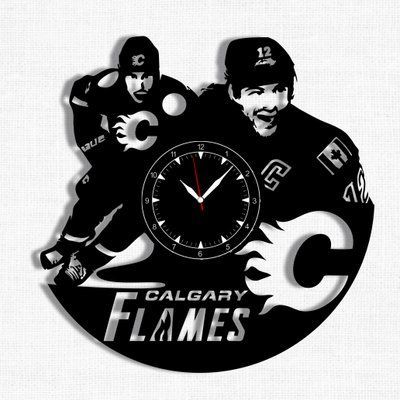 Настінний вініловий годинник Калгарі Флеймс, діаметр 30см Vinyl-Clock-Calgary Flames-1 фото