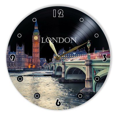 Wall Vinyl Record Clock London 12" 11-2-1 photo