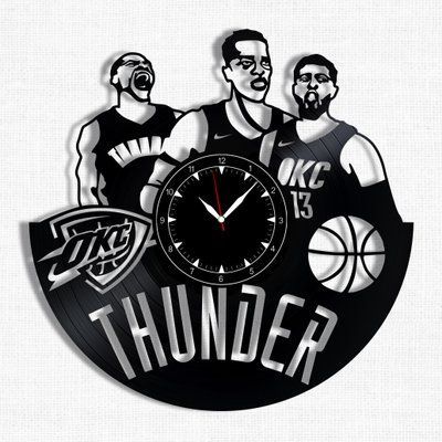 Настінний вініловий годинник Оклахома-Сіті Тандер, діаметр 30см Vinyl-Clock-Oklahoma City Thunder-1 фото