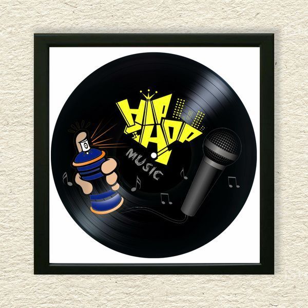 Vinyl Record Decor in a Wooden Frame Hip hop 14" 600-4-1 photo
