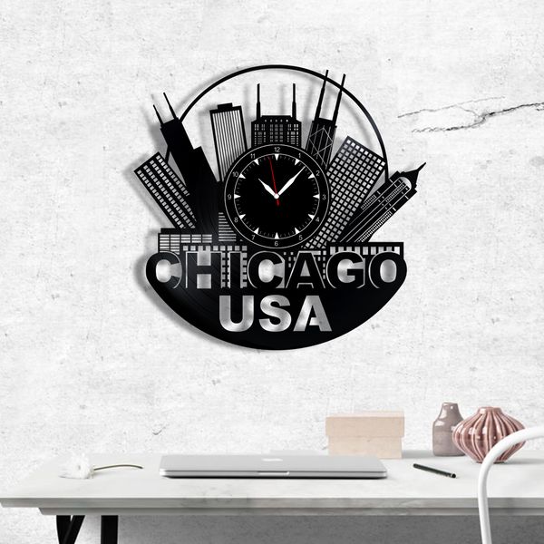 Wall Vinyl Record Clock Chicago 12" Vinyl-Clock-Chicago-3 photo