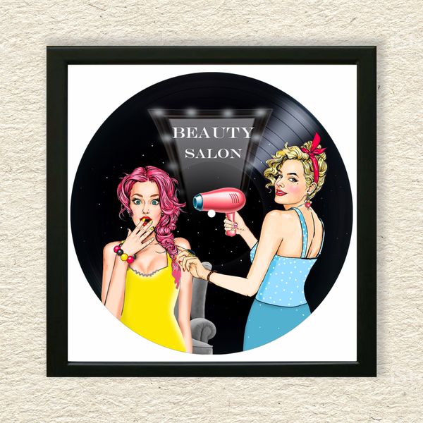 Vinyl Record Decor in a Wooden Frame Beauty Salon 14" UF-Frame-Beauty Salon-1 photo