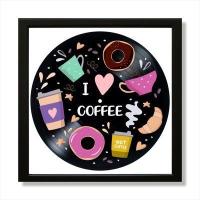 Vinyl Record Decor in a Wooden Frame Coffee 14" 117-4-1 photo