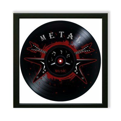 Vinyl Record Decor in a Wooden Frame Metal 14" 601-4-1 photo