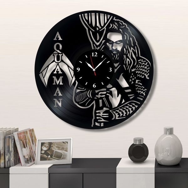 Настінний вініловий годинник Аквамен, діаметр 30см Vinyl-Clock-Aquaman-1 фото