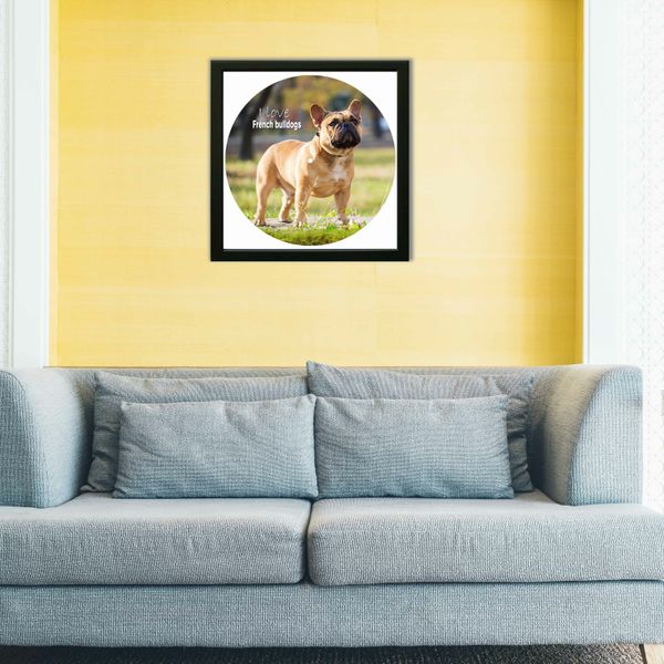 Vinyl Record Decor in a Wooden Frame French Bulldogs 14" UF-Frame-French Bulldogs-2 photo