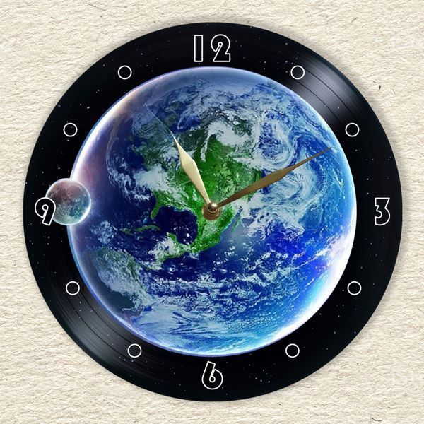 Wall Vinyl Record Clock Earth 12" 129-2-1 photo