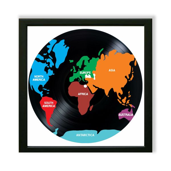 Vinyl Record Decor in a Wooden Frame Continents 14" UF-Frame-Continents-3 photo