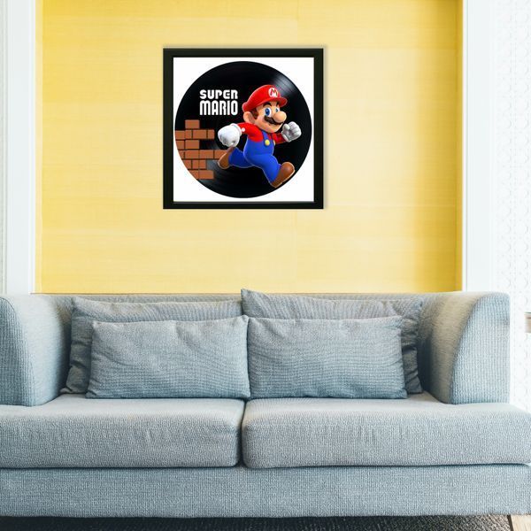 Vinyl Record Decor in a Wooden Frame Super Mario 14" 274-4-1 photo