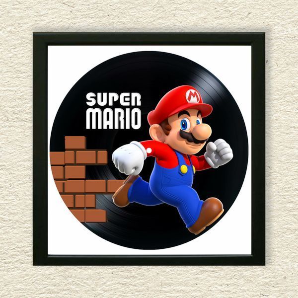 Vinyl Record Decor in a Wooden Frame Super Mario 14" 274-4-1 photo