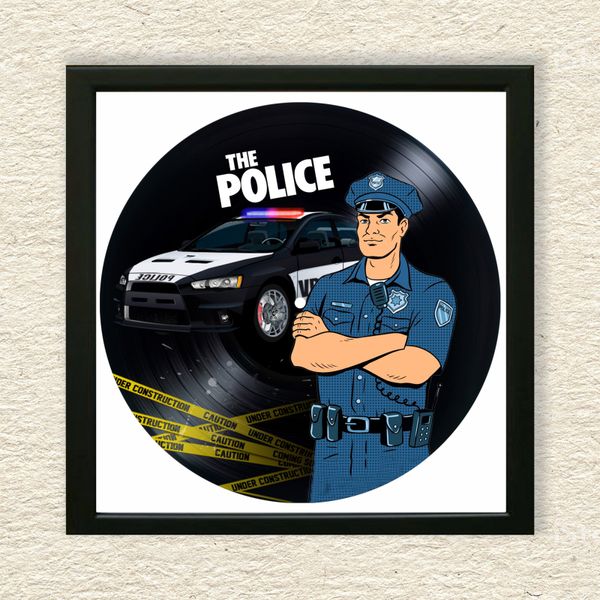 Vinyl Record Decor in a Wooden Frame Police 14" UF-Frame-Police-1 photo