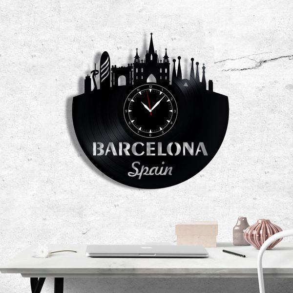 Wall Vinyl Record Clock Barcelona 12" 20-1-1 photo