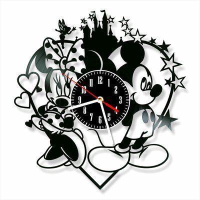 Настінний вініловий годинник Міккі і Мінні Маус, діаметр 30см Vinyl-Clock-C-Mickey and Minnie Mouse-6 фото