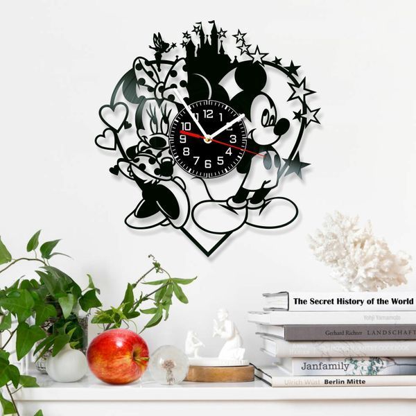 Настінний вініловий годинник Міккі і Мінні Маус, діаметр 30см Vinyl-Clock-C-Mickey and Minnie Mouse-6 фото