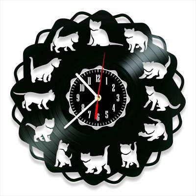 Wall Vinyl Record Clock Cats 12" Vinyl-Clock-Cats-5 photo