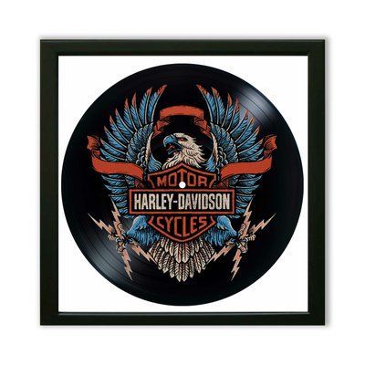 Vinyl Record Decor in a Wooden Frame Harley Davidson 14" 226-4-1 photo
