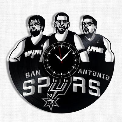 Настінний вініловий годинник Сан-Антоніо Сперс, діаметр 30см Vinyl-Clock-San Antonio Spurs-1 фото