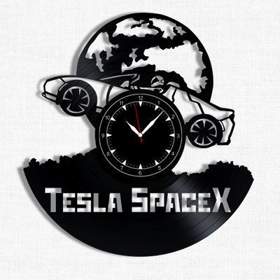 Настінний вініловий годинник Тесла, діаметр 30см Vinyl-Clock-Tesla-1 фото