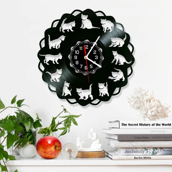 Wall Vinyl Record Clock Cats 12" Vinyl-Clock-Cats-5 photo