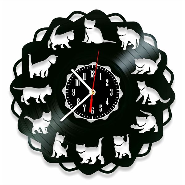 Wall Vinyl Record Clock Cats 12" Vinyl-Clock-Cats-5 photo