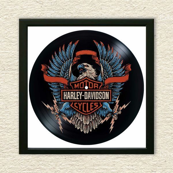 Vinyl Record Decor in a Wooden Frame Harley Davidson 14" 226-4-1 photo