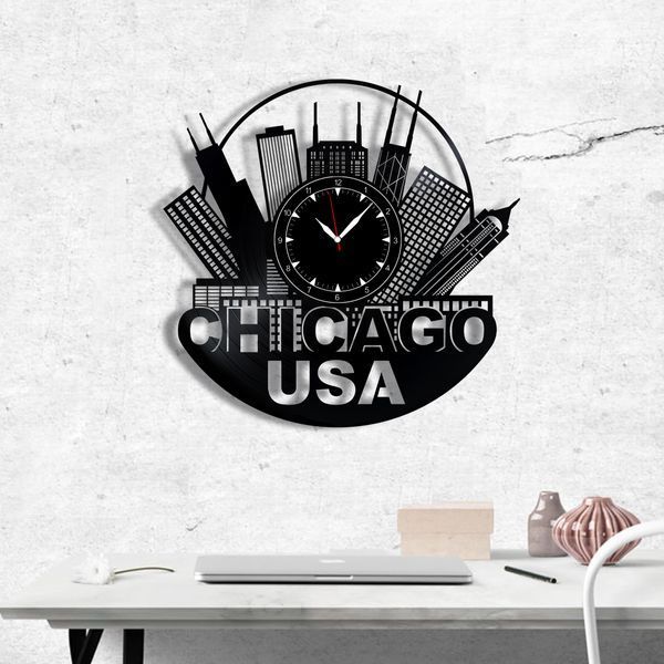 Wall Vinyl Record Clock Chicago 12" 23-1-1 photo