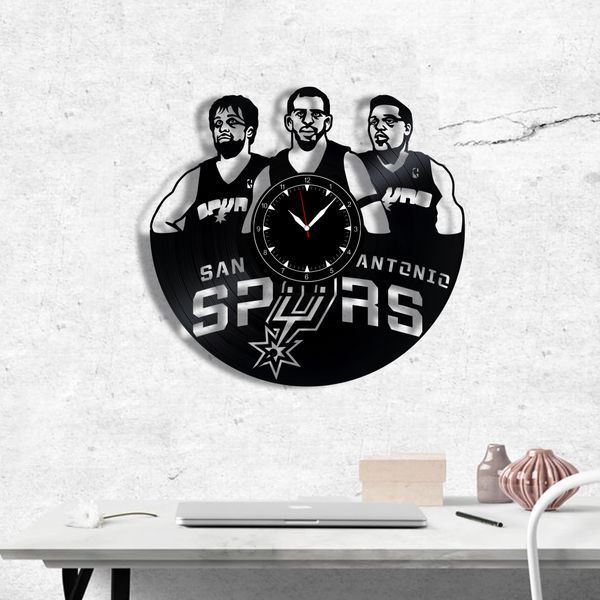 Настінний вініловий годинник Сан-Антоніо Сперс, діаметр 30см Vinyl-Clock-San Antonio Spurs-1 фото
