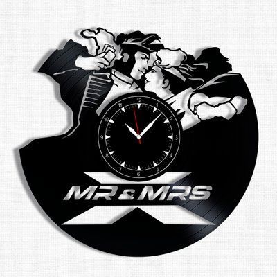 Настінний вініловий годинник Містер і місіс Ікс, діаметр 30см Vinyl-Clock-Mr. Mrs. X-1 фото