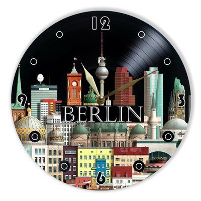 Wall Vinyl Record Clock Berlin 12" 14-2-1 photo